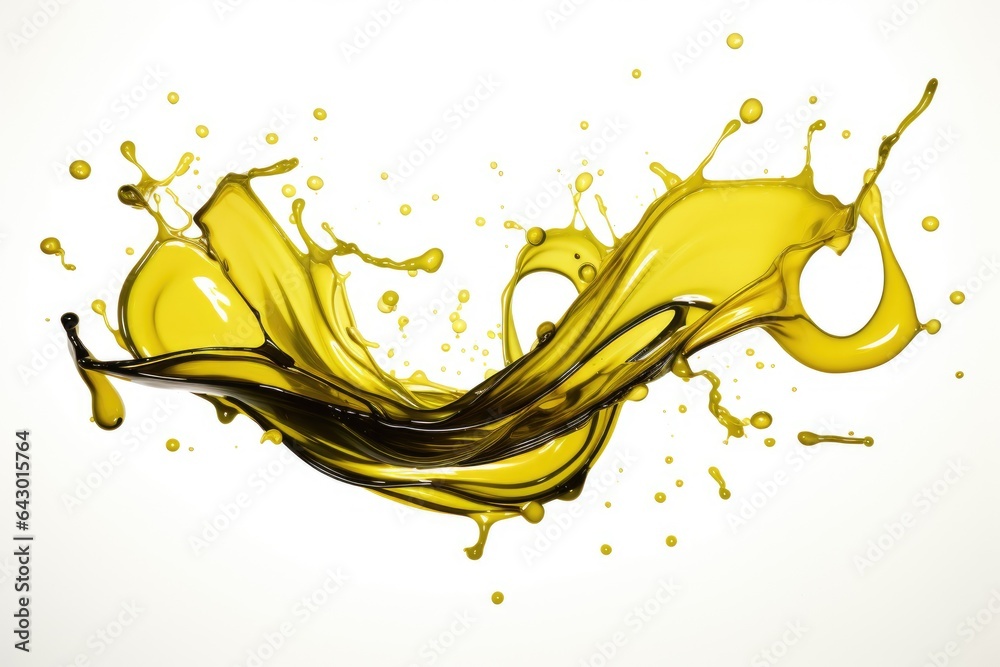 Fototapeta premium Exquisite olive or motor oil spatter separated on a white backdrop