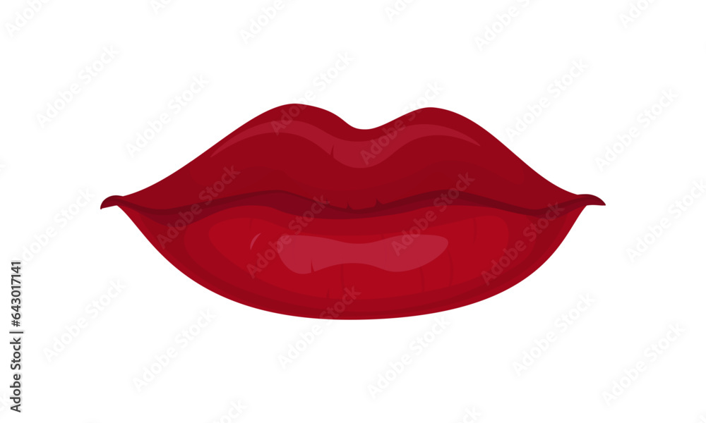 Closed red lips of a girl. Vector. Illustration Closed red lips of a girl. Vector. Illustration