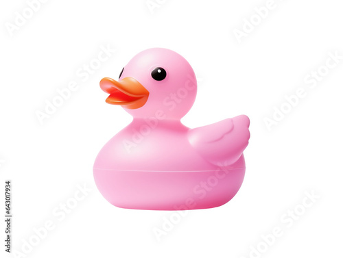 Pink rubber duck isolated on transparent or white background, png
