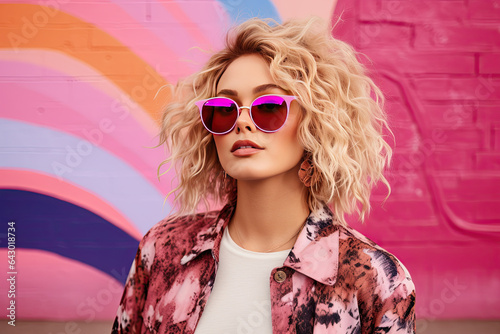 Confident Young Woman with Cool Attitude and Pink Sunglasses