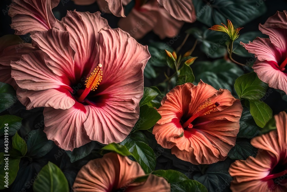 A romantic capture of a solo hibiscus flower amid varying scenes A romantic capture of a solo hibiscus flower amid varying scenes