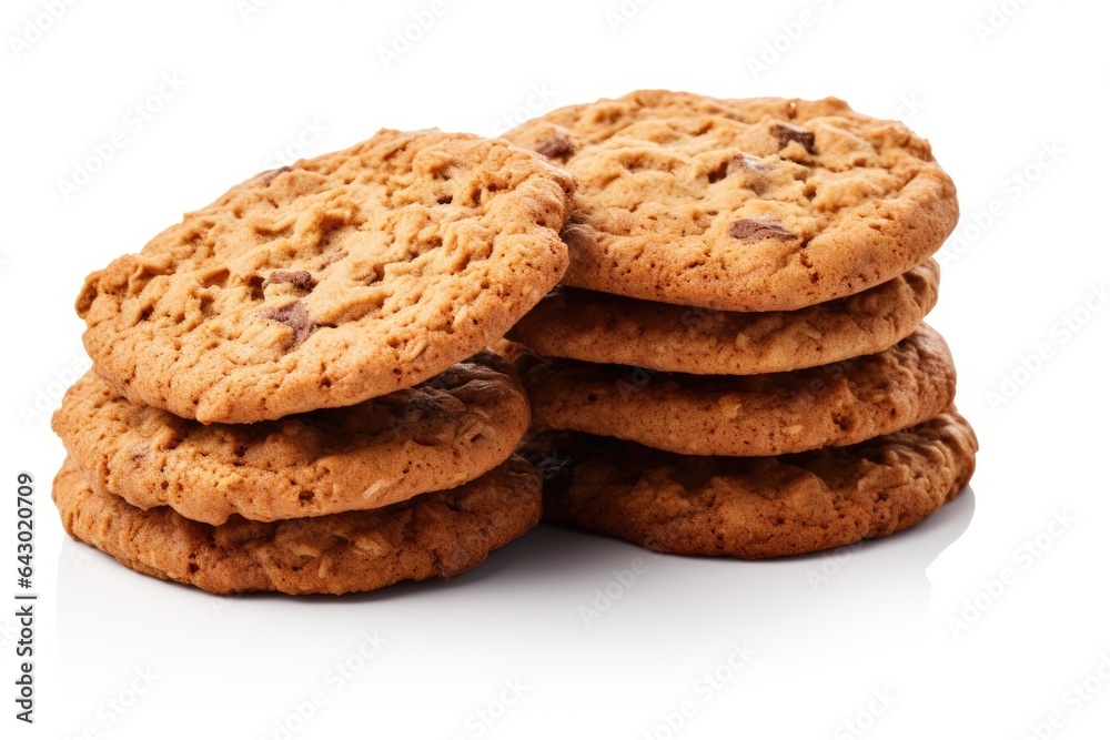 Isolated white background with oatmeal cookies Isolated white background with oatmeal cookies