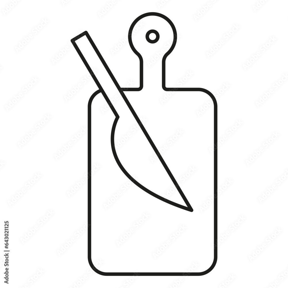 Cutting board and knife icon isolated on white background. Food for grilling or barbecuing Cutting board and knife icon isolated on white background. Food for grilling or barbecuing