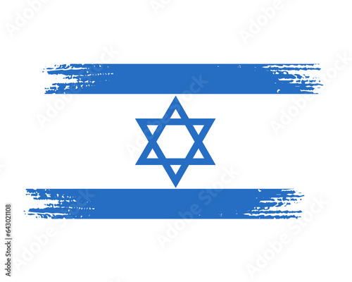 Принти на полотні brush flag israel transparent background, israel brush watercolour flag design t