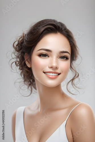 beautiful woman for love smile clean fresh skin isolated on white portrait