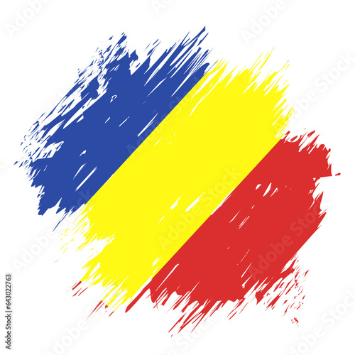Obraz na plátně brush flag romania transparent background, romania brush watercolour flag design