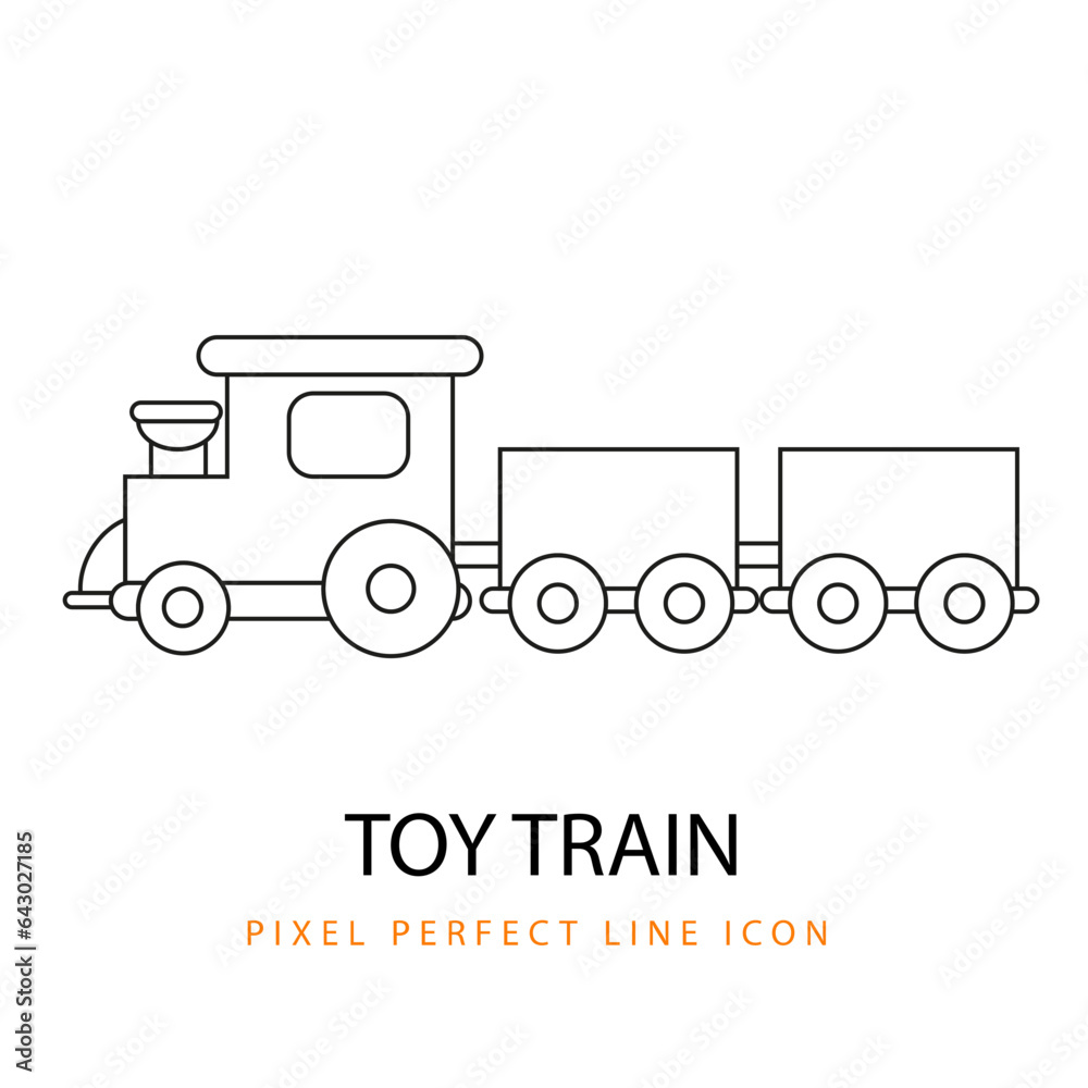 Toy Train Children Baby Toy Product Icon Line Art Pixel Perfect Infant Baby Coloring Page