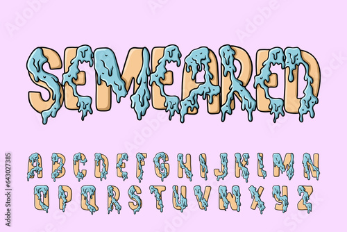  Alphabet text Semeared Melted Graffiti Cartoon vector