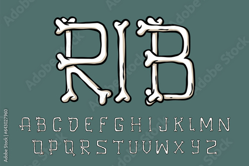  Alphabet Simple Bone Cartoon vector