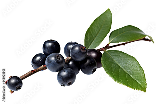 Aronia chokeberry leaves isolated on transparent background - high quality PNG
