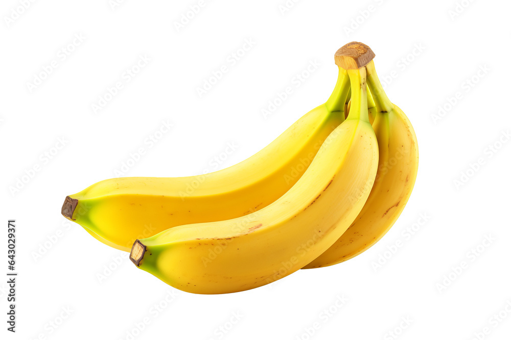 Yellow bananas on transparent background - PNG image of ripe and healthy tropical fruit