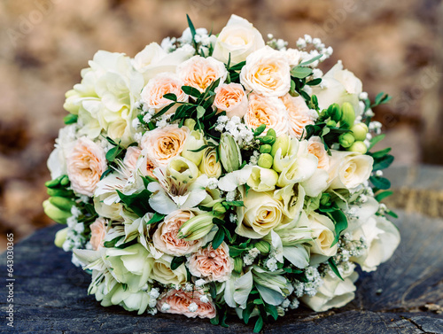 Bouquet of flowers of the bride in wedding day