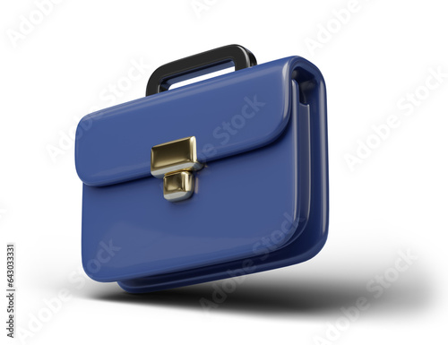 3D Black briefcase with golden lock floating isolated on transparent. Office work, Job hiring, Work search, recruiting concept. Cartoon minimal icon smooth illustration. 3d rendering Illustration.