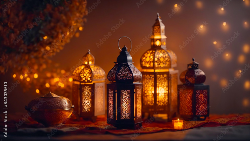 Fototapeta premium Beautiful lamp holiday Ramadan