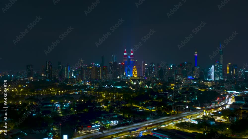 custom made wallpaper toronto digitalMalaysia celebrating independance day with all the sky scrapper lights up Malaysian Flag