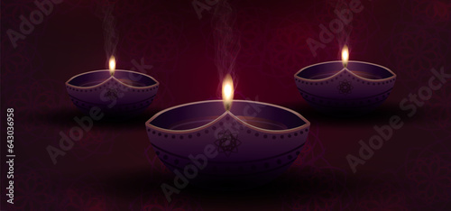 Diwali day lamp design. Indian Hindu festival of lights