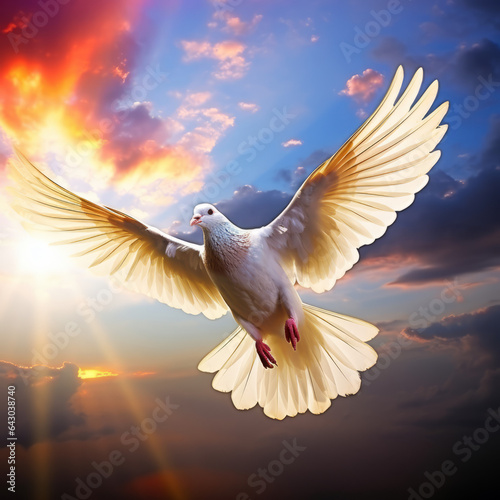 A dove of peace and rainbow colors