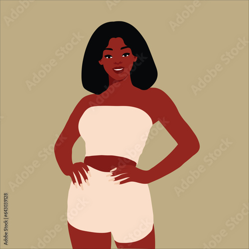 Modern fashionable black woman in elegant art style vector