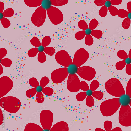 Magic Red Flower Pattern, Tile use for art job, etc.