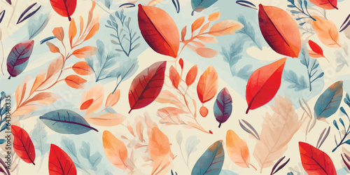 Fall Harvest pattern. autumn seamless pattern with autumn elements leaves berries on white background. Perfect for greetings, invitations, manufacture wrapping paper, textile, wedding
