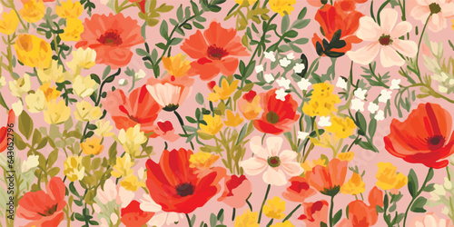 Modern Autumn leaves. Vector seamless pattern background of Fall flower season ,Creative collage contemporary Print in rustic vintage style, textile or wallpapers on Autumn background.