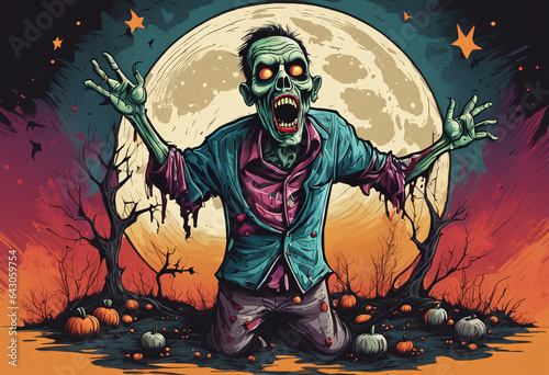 Halloween Zombie Scene. Gen...