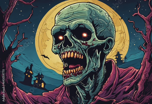 Halloween Zombie Scene. Gen...