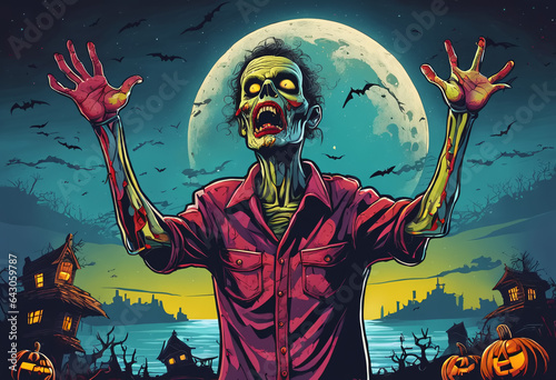 Halloween Zombie Scene. Gen...