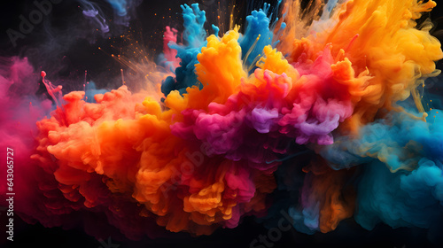 a close up of a colorful cloud of smoke on a black background Generative AI