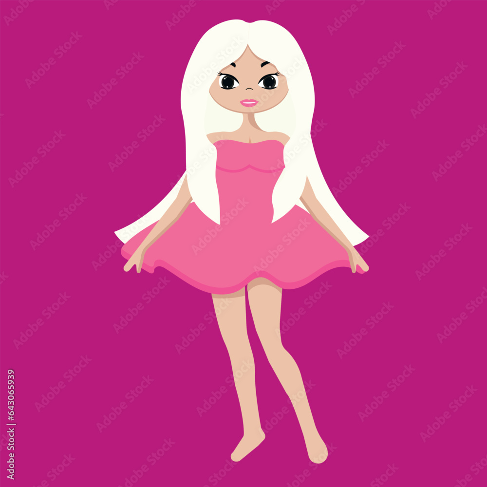 Blonde doll in a pink dress. Blonde doll in a pink dress.