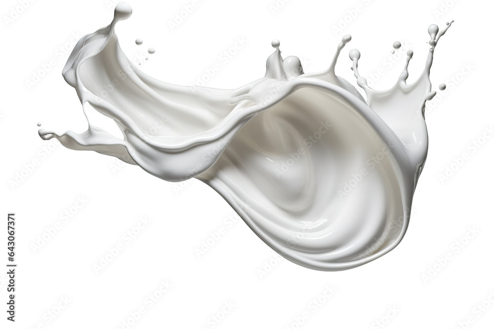 Realistic white milk wave splash, spill with drops isolated on PNG Realistic white milk wave splash, spill with drops isolated on PNG
