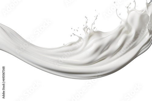 Papier peint Realistic white milk wave splash, spill with drops isolated on PNG