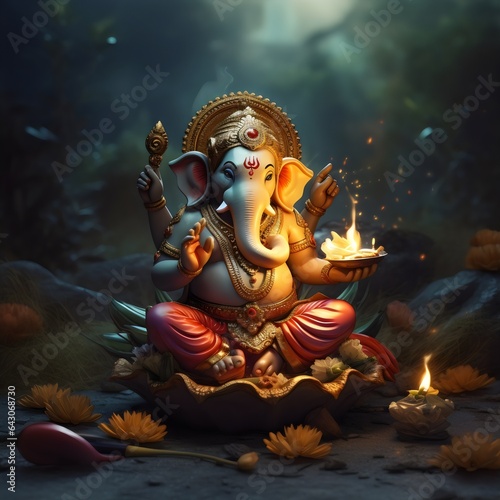 Ganesh Chaturthi Image with beautiful bg generated by Ai © Dizooka Studio