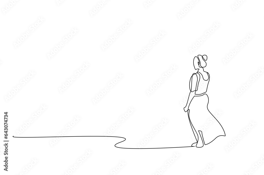 woman human alone walking away in nature full body line art woman human alone walking away in nature full body line art