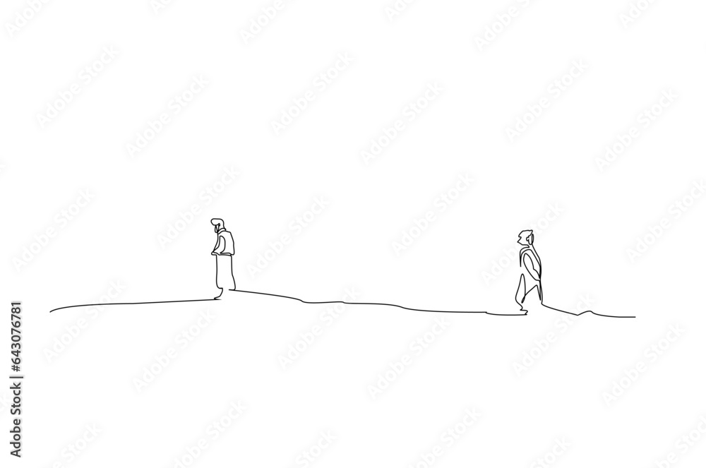 woman man couple separation outside in nature sad emotional scene line art woman man couple separation outside in nature sad emotional scene line art