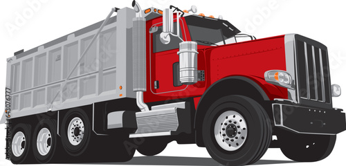 isolated red dump truck on a white background. vector illustration.