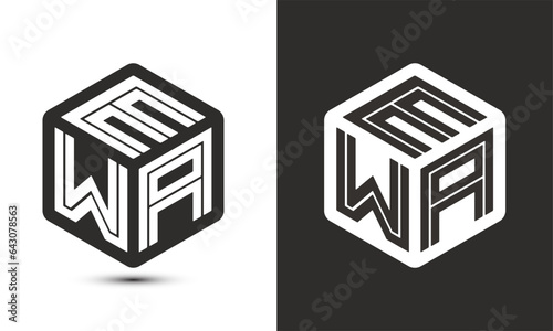 EWA letter logo design with illustrator cube logo, vector logo modern alphabet font overlap style.