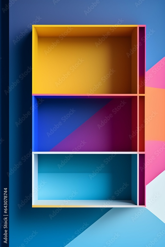 abstract background with squares book shelves of different color  generated by AI