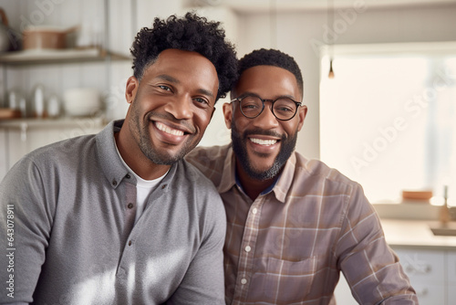 African American gay couple at home, modern love, real-life romance