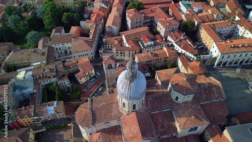 Basilica Cathedral of Saint Mary of the Assumption in the city center of Padua, Italy. The famous and impressive Roman Catholic church in Veneto, Northern Italy during a beautiful sunset. 4K.