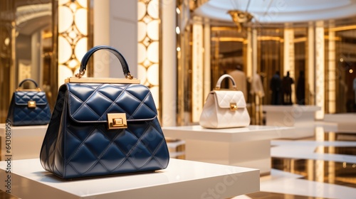 Women's handbags expensive luxury boutique.