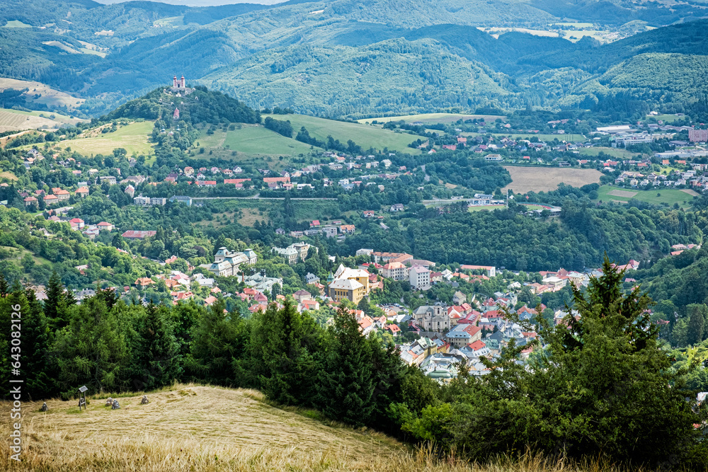 Old mining town Banska Stiavnica with calvary, Slovakia