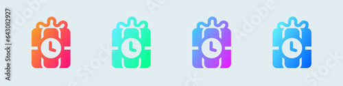 Time bomb solid icon in gradient colors. Dynamite signs vector illustration.