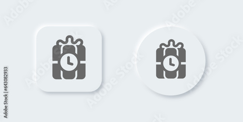 Time bomb solid icon in neomorphic design style. Dynamite signs vector illustration.