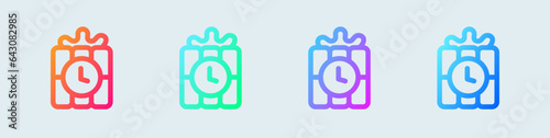 Time bomb line icon in gradient colors. Dynamite signs vector illustration.