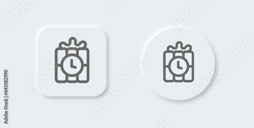 Time bomb line icon in neomorphic design style. Dynamite signs vector illustration.
