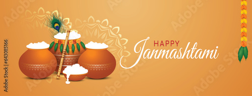 Celebrating happy Janmashtami festival of Lord Krishna dahi handi