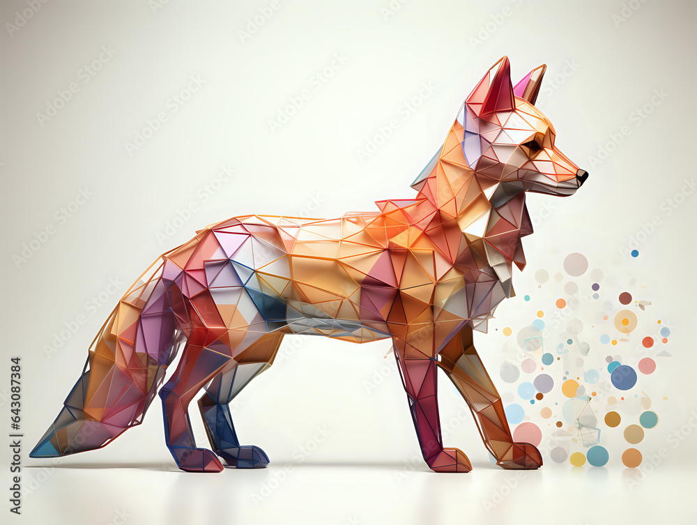 Obraz premium colorful fractal fox in the woods