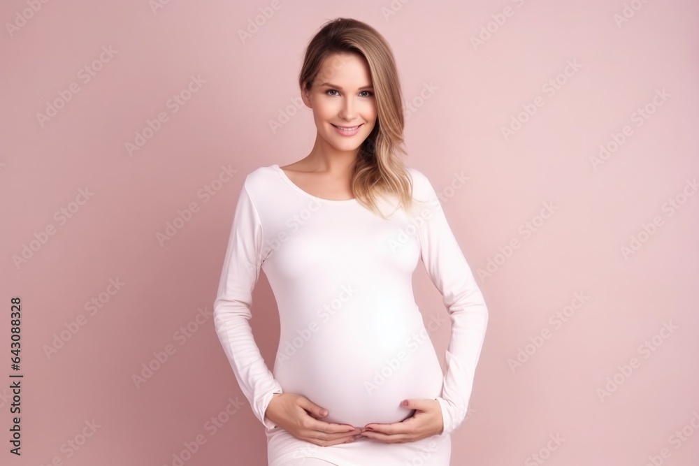 Pregnant woman holding belly with baby. Concept of pregnancy, health care, gynecology, medicine. Young mother waiting of the baby. Close-up, copy space, indoors. Pregnant woman holding belly with baby. Concept of pregnancy, health care, gynecology, medicine. Young mother waiting of the baby. Close-up, copy space, indoors.
