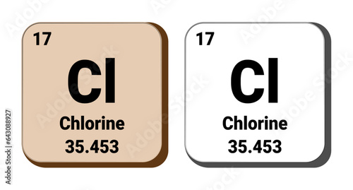 Cl, Chlorine element vector icon, periodic table element. Vector illustration EPS 10 File. Isolated on white background.